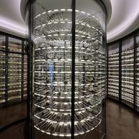 Porte-bouteilles à vin moderne personnalisé en acier inoxydable de haute qualité, à température contrôlée, avec étagère de rangement transparente, grande capacité