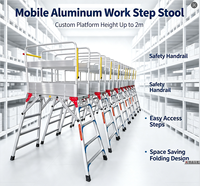 Échelle plateforme pliable en aluminium avec garde-corps de sécurité, échelle à 4 marches, plateforme de travail, échelle escabeau portable 375 LBS SGS, haute capacité