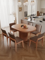 Table à manger ovale extensible en bois massif de petite taille (2m) – Ensemble de table moderne carrée avec extension pour maisons d'hôtes, villas et cuisines domestiques