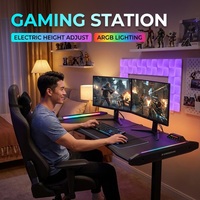 Bureau de jeu électrique silencieux AOR, bureau d'ordinateur de bureau, effets d'éclairage RGB multiples, design ergonomique, vente en gros d'usine