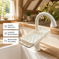Support de rangement pour robinet de salle de bain, organisateur d'évier de cuisine pour savon et éponge
