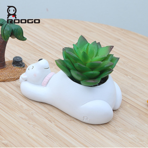 <span class=keywords><strong>Pot</strong></span> <span class=keywords><strong>de</strong></span> fleurs en résine Art Déco mignon ROOGO pour la décoration intérieure d'anniversaire, motifs d'animaux panda, ours polaire, poussin, pots pour plantes succulentes - Product Image 4