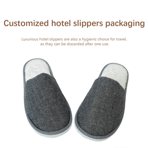Chinelos Descartáveis de Linho Cinza de Luxo para Hotel com Logotipo Personalizado Antiderrapantes Embalados Individualmente Atacado - Product Image 4