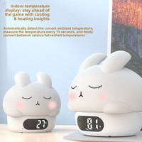 AIKS Nouvelle Lampe de Nuit Pat-Pat Lapin Timide avec Réveil, Indicateur 24 Heures, Design Minimaliste Moderne, Rechargeable USB au Lithium