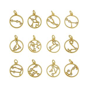 Moda astrologia stella ciondolo zodiaco moneta rotonda <span class=keywords><strong>oroscopo</strong></span> collana bracciale gioielli per fare accessori forniture - Product Image 1