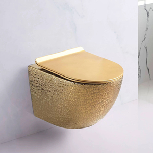 New mạ Tường Treo <span class=keywords><strong>Wc</strong></span> phòng tắm nổi nhà vệ sinh bát vàng và bạc màu gốm treo nhà vệ sinh - Product Image 2