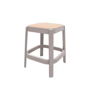 Wooden Cane <strong>Low</strong> <strong>Stool</strong> With Ashwood Frame and Weaved Rattan Seat - Product Image 2