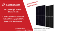 Panneaux solaires CanadianSolar TOPCON CS6W-TB-AG 575W-595W de type N pour usage résidentiel et commercial, module solaire haute puissance