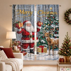 Tende in Poliestere con <span class=keywords><strong>Babbo</strong></span> <span class=keywords><strong>Natale</strong></span> e Renne per Decorazioni Interne, Tende per Capodanno, Decorazioni per la Casa - Product Image 2