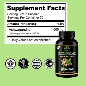 Cápsulas de Ashwagandha con Extracto de Raíz, Suplemento Alimenticio Herbal, Marca Privada OEM, Venta al Por Mayor de Fábrica - Product Image 2