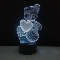 Lampe LED Illusion 3D drôle en forme d'ours mignon, veilleuse pour enfants