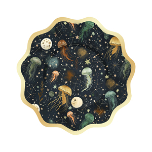 ชุดจานกระดาษลายปลาและแมงกะพรุนแบบกำหนดเอง DAMAI ชุดภาชนะใส่อาหารแบบใช้แล้วทิ้งสำหรับงานเลี้ยงวันเกิดเด็กธีมทะเล - Product Image 5