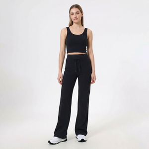 Wholesale Women's Drawstring High Waist Wide Leg <b>Yoga</b> <b>Pants</b> Flowy Lounge Trousers Full Length Loose Casual Sports <b>Pants</b> OEM ODM - Product Image 5