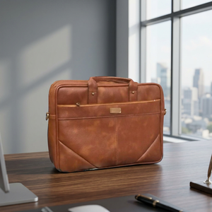 Sac bandoulière multifonctionnel Liviya en cuir véritable gaufré de luxe pour ordinateur portable/agenda, modèle 148 (Delhi) pour homme, idéal pour le bureau - Product Image 1
