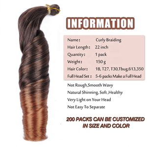 Treccine Ondulate all'Uncinetto, <span class=keywords><strong>Capelli</strong></span> <span class=keywords><strong>Afro</strong></span> a Spirale, Onde Morbide e Setose, Ricci Francesi Ombré, <span class=keywords><strong>Capelli</strong></span> Sintetici per Intrecciare, Vendita all'Ingrosso - Product Image 3