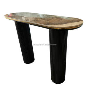 Mesa Consola Negra Convertible de Estilo Nórdico Moderno, Estructura de Acero Inoxidable Dorado, Muebles de Comedor, Uso en Apartamentos y Casas de Campo, <span class=keywords><strong>KIKA</strong></span> - Product Image 1