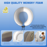 Oreiller de voyage ergonomique en mousse à mémoire de forme en forme de U pour le cou, avec pochette de rangement à cordon pour avion, voiture, bureau, sieste