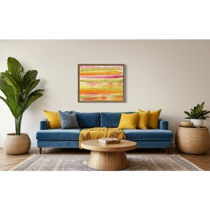 Nouvelle arrivée : Toile d'art encadrée de qualité supérieure avec décor orange et vert pour une touche moderne au mur - Product Image 1