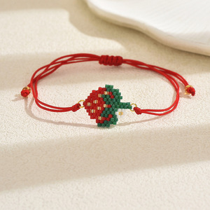 Bracelet en perles Miyuki tissées à la main style INS Moyamiya, unisexe, mignon, ananas, fraise, raisin, créatif, personnalisé - Product Image 5