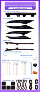ไฟตกแต่ง<span class=keywords><strong>ภายใน</strong></span>รถยนต์ SJC 64 สี สำหรับมิตซูบิชิ เอ็กซ์แพนเดอร์ ปี 2024-2026 พวงมาลัยซ้าย/ขวา ระบบไฟ LED Symphony อุปกรณ์ตกแต่งภายใน - Product Image 5