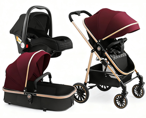 <strong>Newborn</strong> Foldable Deluxe Compact Baby Stroller with Stainless Steel Frame-Travel System Portable &amp; <strong>Car</strong> Compatible for New Parents - Product Image 2