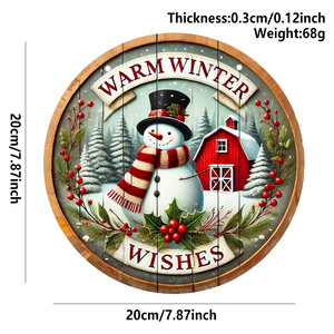 Spot Christmas Colgantes creativos Artesanía de madera Letrero de puerta redonda <span class=keywords><strong>Serie</strong></span> de etiquetas colgantes de madera Colgante decorativo - Product Image 6