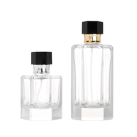Emballage en verre transparent vide en gros, 50 ml, 100 ml, flacon de parfum en verre hexagonal rechargeable avec vaporisateur et couvercle