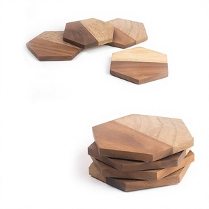 Handmade Wooden Coasters Set Natural Wood <b>Drink</b> Coasters for Coffee, Tea, Cups, Mugs, Dining Table and Home Decor - Product Image 1
