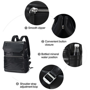 Dujiang Men's Genuine Leather <b>Backpack</b> 20L Large Capacity Business Travel School Bag Solid Color Soft Handle - Product Image 4