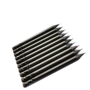 Crayon en bois noir de qualité supérieure, forme ronde de 7 pouces, logo personnalisé, promotionnel, pour l'école, lot - Product Image 1