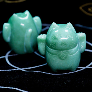 Gato de la Fortuna de Cristal de <span class=keywords><strong>Aventurina</strong></span> Verde Curativo, Artesanía Natural Grabada a Mano al por Mayor para Decoración del Hogar - Product Image 4