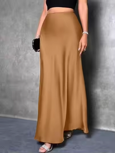 Gonna lunga elegante da donna in raso avvolgente <span class=keywords><strong>a</strong></span> <span class=keywords><strong>vita</strong></span> <span class=keywords><strong>alta</strong></span>, modello coreano, estiva, aderente, nera, slim fit - Product Image 3