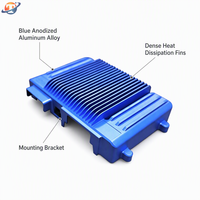 Boîtier de dissipateur thermique en alliage d'aluminium anodisé bleu personnalisé |   Usinage de précision CNC |   Boîtier électronique OEM/ODM