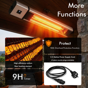 Calentador Eléctrico de Patio de Cuarzo para Exteriores, Diseño Moderno, 1800W - Product Image 6