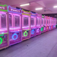 Mini machine à griffes à monnayeur, thème ours mignon, avec vitrine transparente et LED, pour la distribution de peluches, jeu d'arcade compatible Nayax
