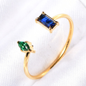 خاتم من التيتانيوم والفولاذ المقاوم للصدأ مطلي بالذهب مع الزركون، تصميم بسيط وفريد بأسلوب مجرد مستوحى من الفضائيين، خطان متناسقان عصريان - Product Image 6