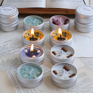 Velas Votivas Mini de Metal Hechas a Mano con Tapa, Decoración de Flores Secas, Aroma Floral/Plantas, Románticas y Duraderas para Bodas/Fiestas - Product Image 4