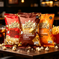 Sacs d'emballage personnalisés imprimés à scellage arrière, faible MOQ, sacs en plastique laminé de qualité alimentaire pour pop-corn et chips