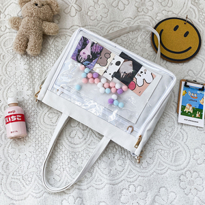 กระเป๋าโท้ทสะพายไหล่สะพายข้างผ้าแคนวาสสินหน้าจอพีวีซีใสออกแบบได้ตามต้องการ - Product Image 3