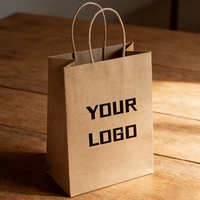Sac à emporter en papier écologique marron personnalisé avec poignée torsadée pour l'emballage de plats à emporter, idéal pour les cafés, les festivals et les artisanat