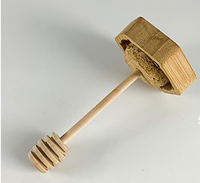 Pot à miel en verre hexagonal en gros avec cuillère en bois et couvercle en liège pour le stockage du miel et du sirop en forme de ruche