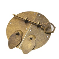 Serrure à double ouverture en fer antique de 10 cm de diamètre, avec panneaux, boucle métallique, clé, quincaillerie pour bagages/boîtes de chambre à coucher, hôtel