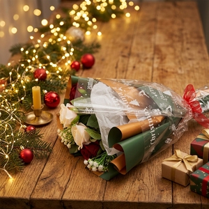 <span class=keywords><strong>Film</strong></span> d'emballage cadeau en BOPP de qualité alimentaire, design de Noël, impression de logo possible pour les fêtes - Product Image 1