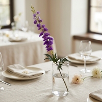Fleur artificielle en soie Delphinium à tige unique, grande, bleue et violette, pour arrangement floral, mariage, décoration intérieure et aménagement de lieux