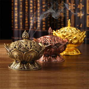 Quemador de incienso de bronce para Bukhoor y Oud, soporte de incienso de flujo inverso, mini incensario árabe de loto para Bakhoor, incensario de sándalo de loto, Buda - Product Image 1