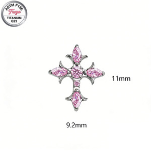 फ्रीया टाइटेनियम इयररिंग्स जिरकोनिया बिल्ली के लिए गुलाबी दिल के फूल फैशन स्टड महिलाओं के लिए स्टड हेलिक्स लैबरेट भेदी गहने - Product Image 4