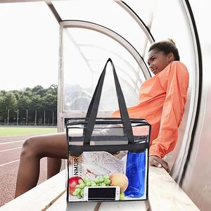 Sac fourre-tout transparent en PVC imperméable pour femme avec fermeture éclair, design personnalisable - Accessoire de shopping toutes saisons - Product Image 5
