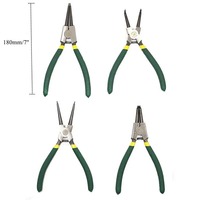 Venta al por mayor doble uso 4 piezas 7 pulgadas clip abrazadera codo cabeza recta Alicates de resorte interior curva exterior curva manual Juego de Herramientas