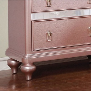 โต๊ะข้างเตียงสีโรสโกลด์สไตล์ร่วมสมัย 2 ลิ้นชัก พร้อมแผงตกแต่งกระจก - Product Image 2