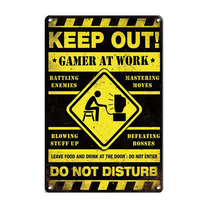 Gamer At Work Do Not Disturb Retro Poster Music Band Metal Plate Plaque Tin Sign Vintage Rock For Pub Bar Decor Wall Stickers